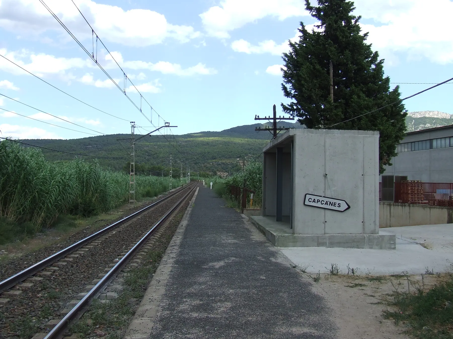 The railway platform at Capçanes station