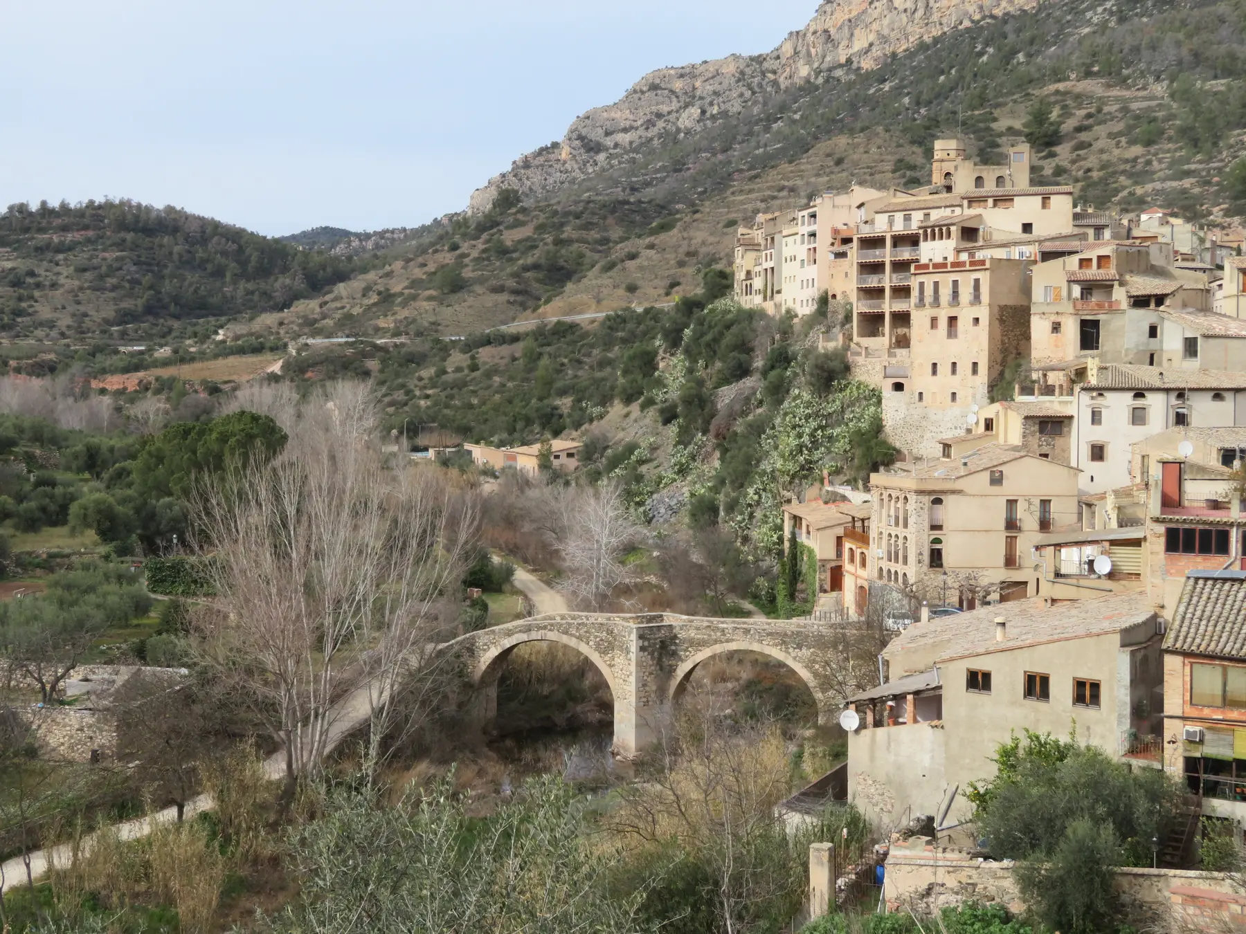 The stone bridge over the Montsant river at La Vilella Baixa