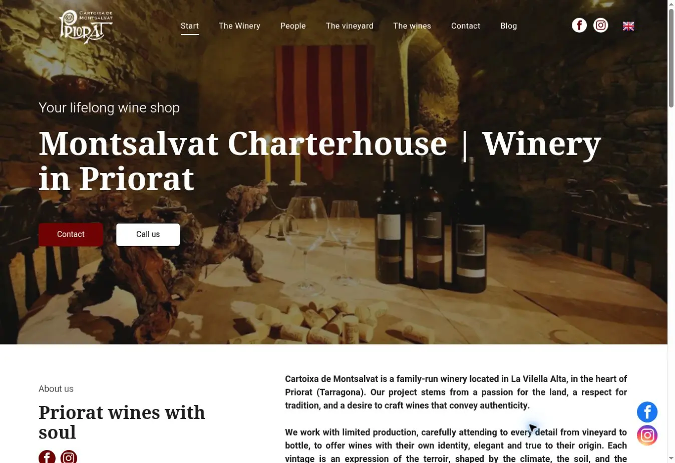 Cartoixa de Montsalvat official website showing its family winery and Priorat wines