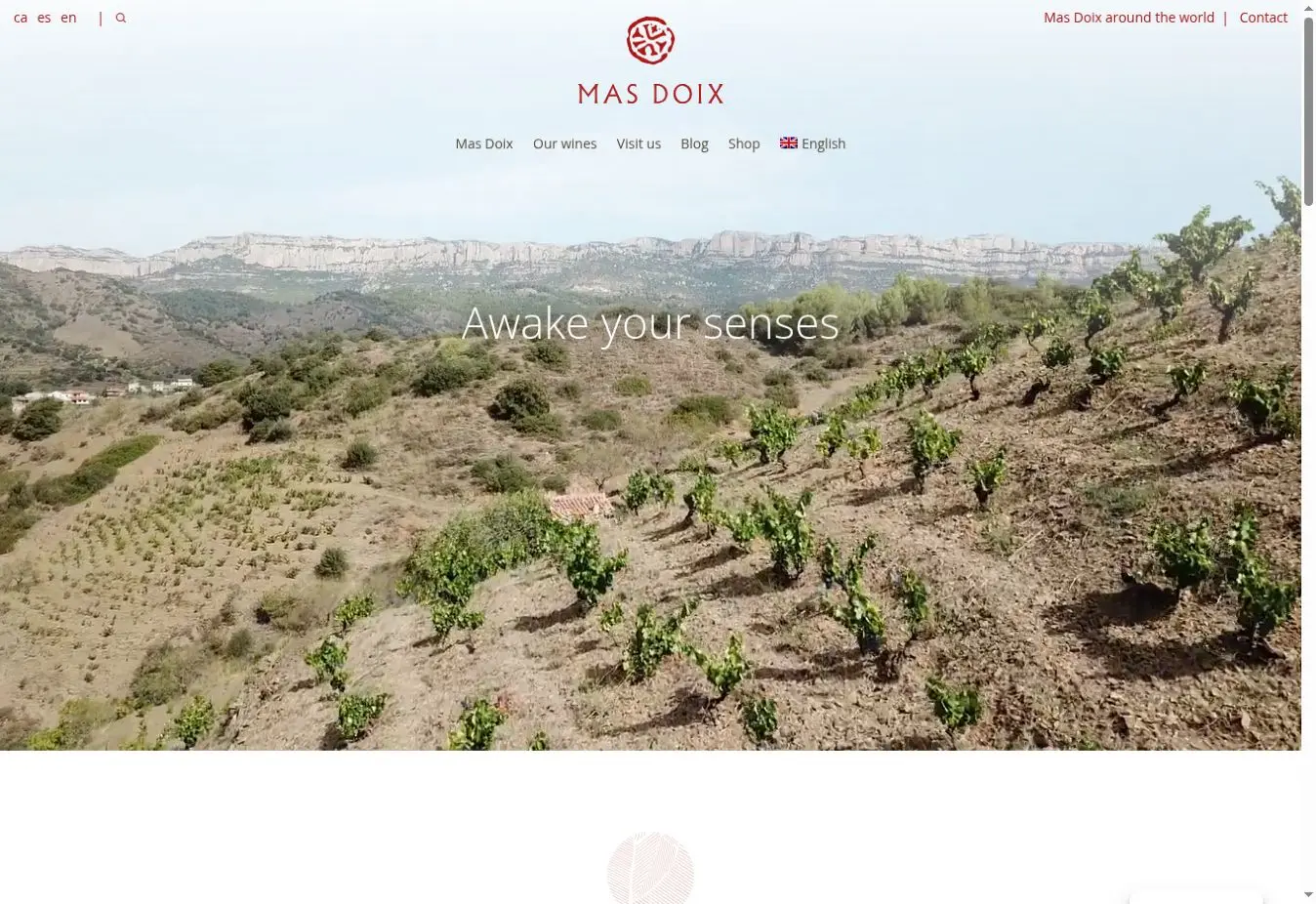Celler Mas Doix official website showing terraced vineyards at Poboleda