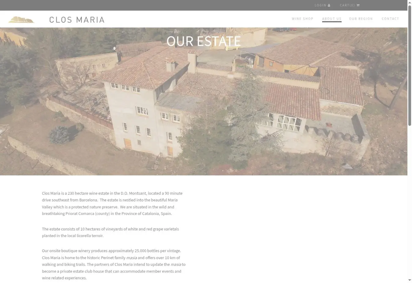 Clos Maria official website showing its estate and winery