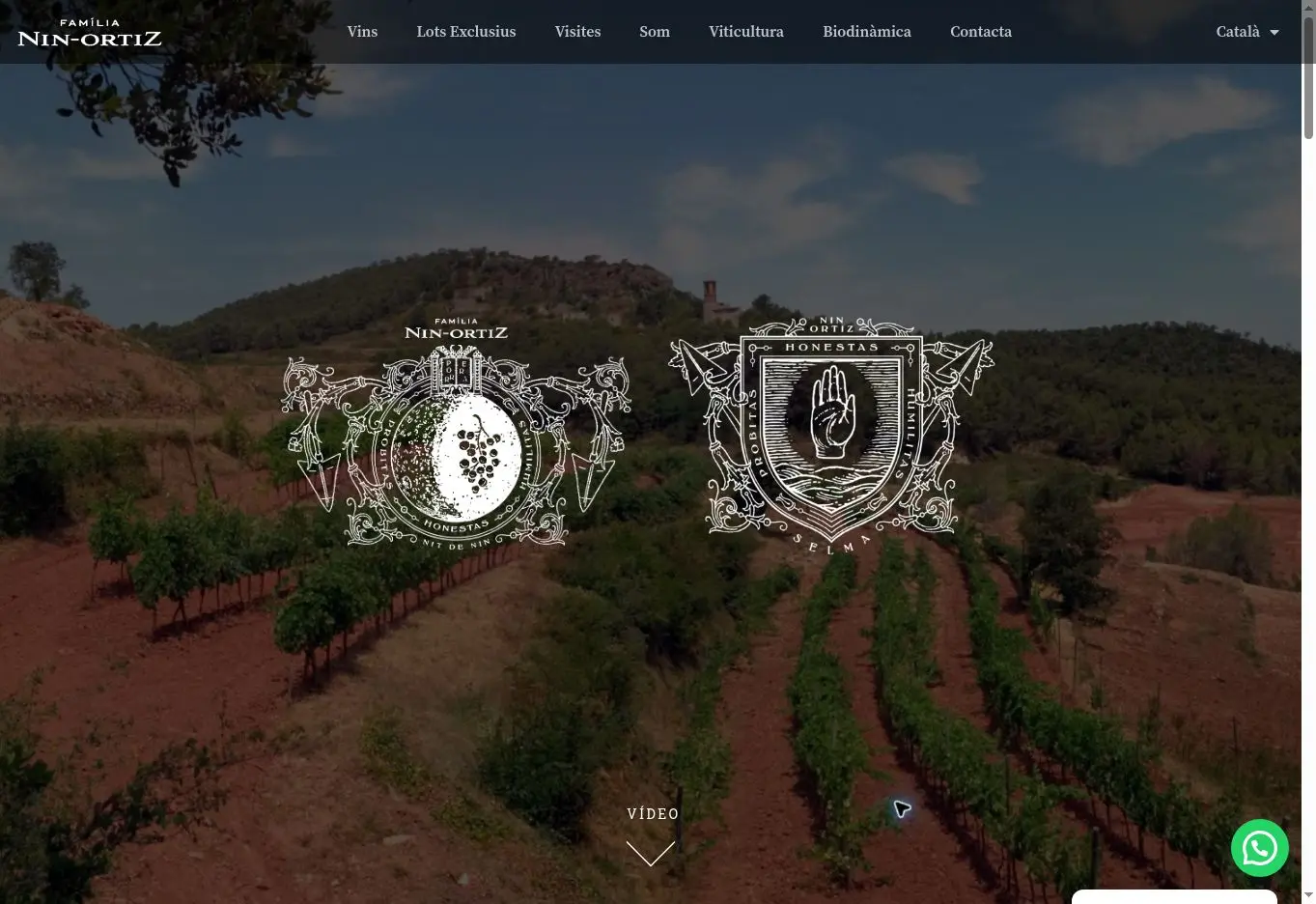 Família Nin-Ortiz official website showing the Finca Les Planetes vineyard landscape