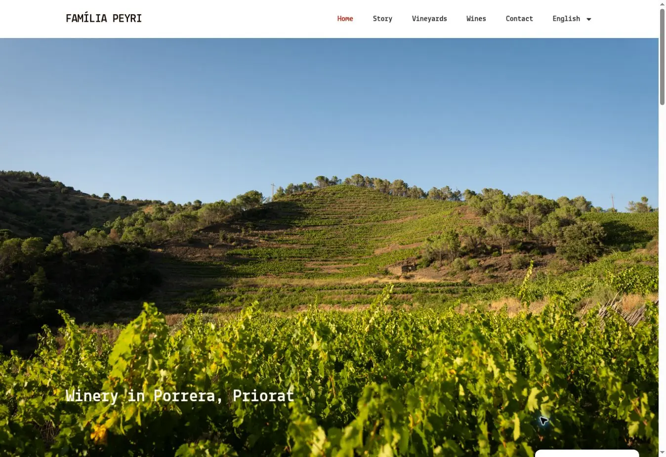Família Peyrí official website showing its Porrera vineyards and family winery