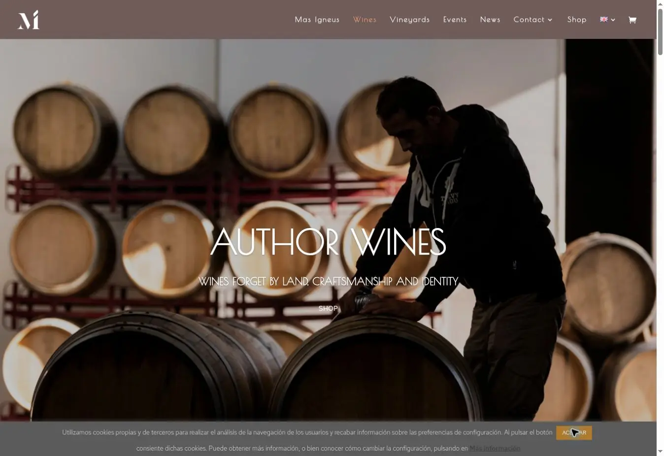 Mas Igneus official website showing its Priorat wines and estate