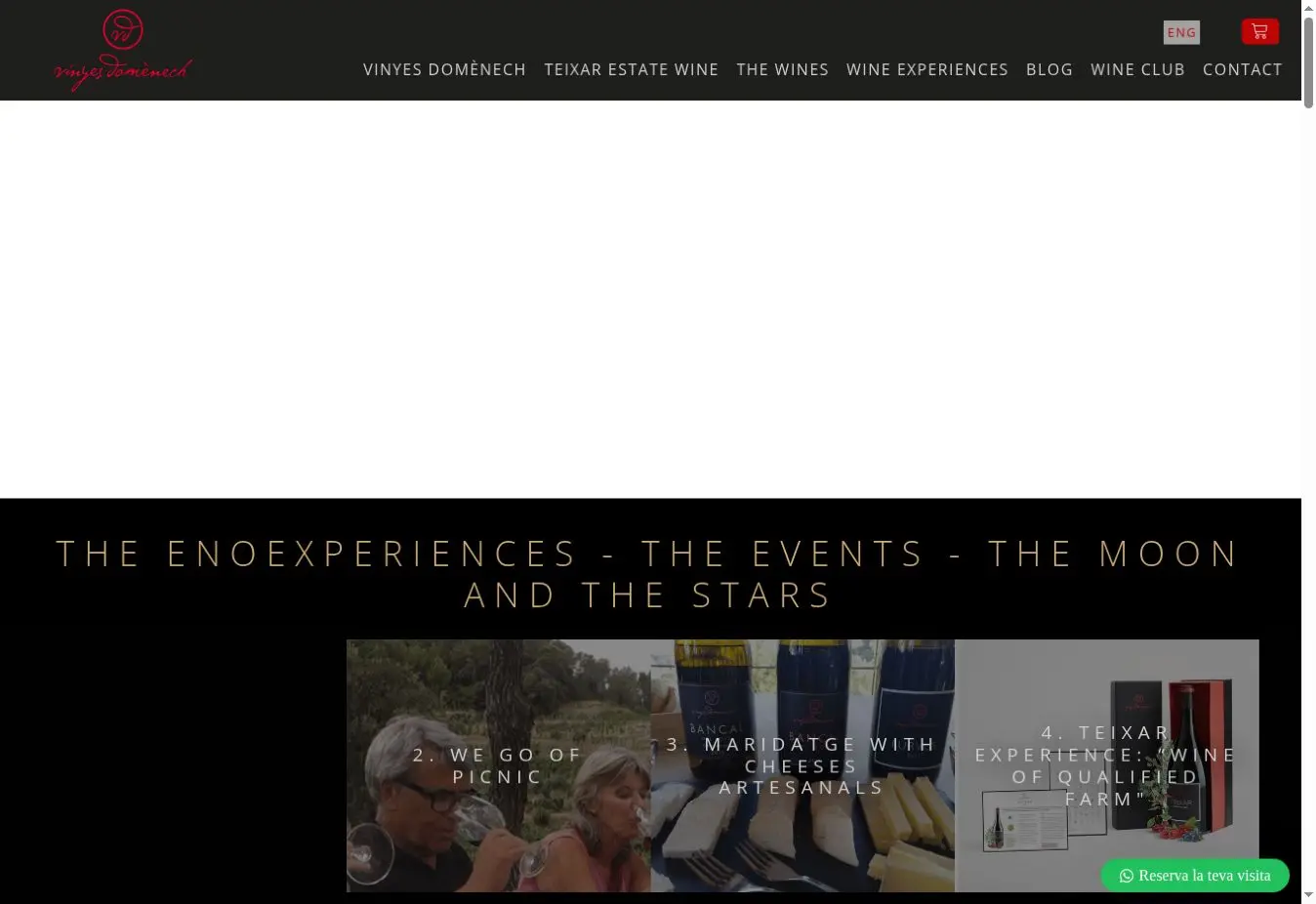 Vinyes Domènech official website showing its current estate experiences